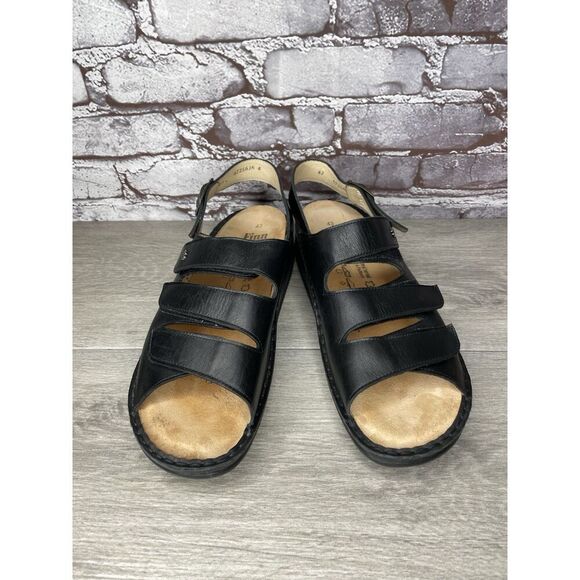 Finn Comfort Sylt Black Leather Triple Strap Wedge Sandals Men’s Sz 43EU/10M US - Picture 15 of 16